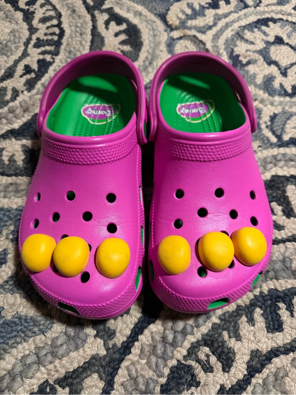 CROCS Kids Clog Sandals in Bright Pink with Yellow Details